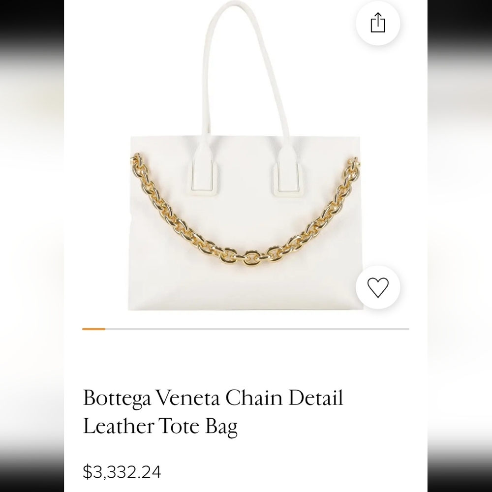 NWT $3500 Bottega Veneta White Leather Gold Chain Tote Bag